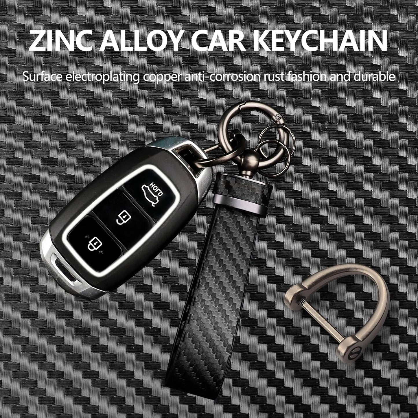 Carbon fiber car keychain, car accessory key ring and anti-loss product